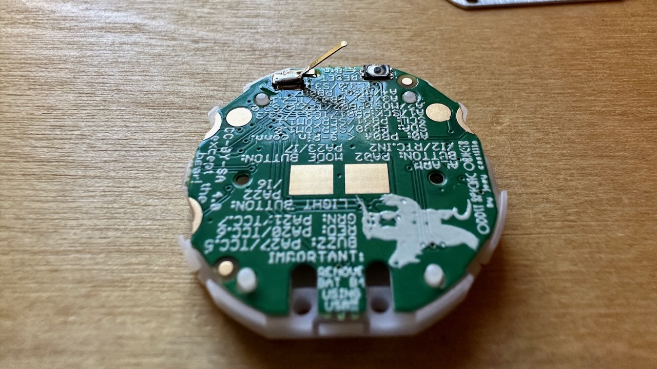 Backside of Sensor Watch PCB
